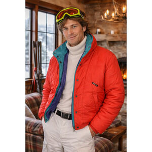 Vintage Activa 80s 90s Red Layered Ski Jacket with Side Pockets